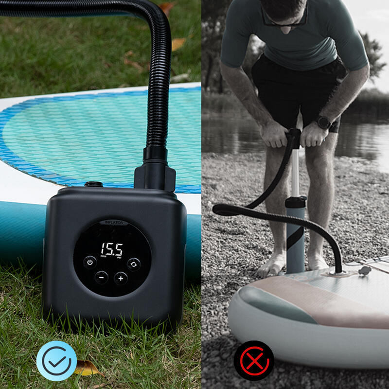 Elektrische Suppomp met accu 20PSI supboards luchtbedden rubberboten zwembaden