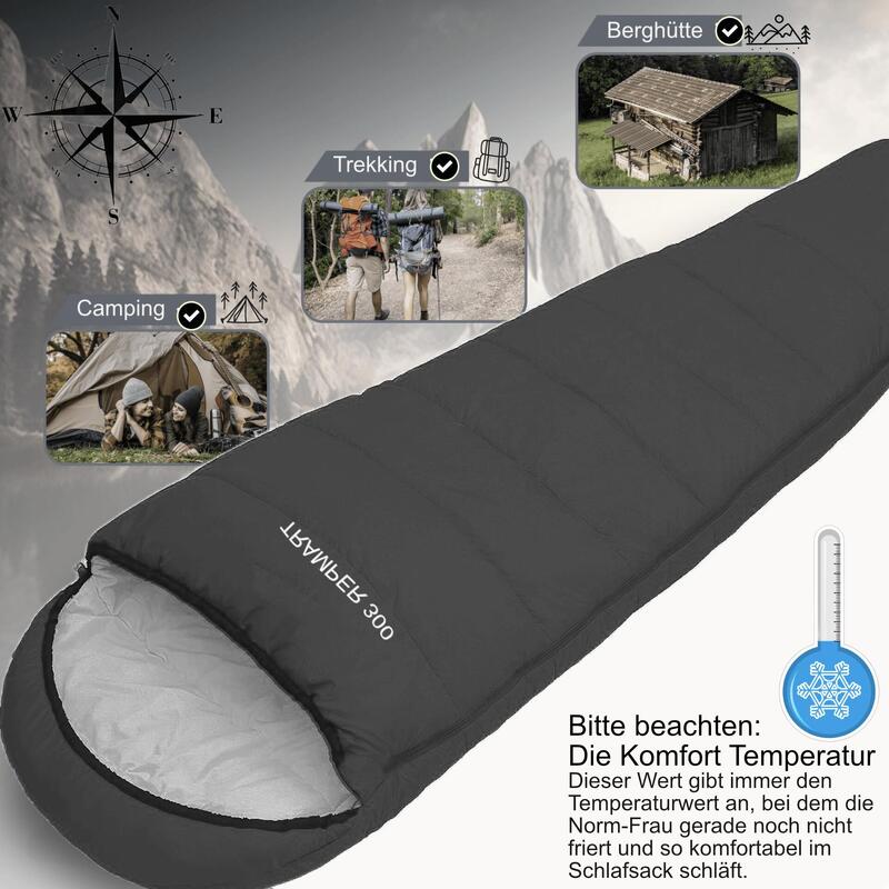 Mumienschlafsack L Black Schlafsack  Camping Zelt Trekking Explorer 1,5 kg