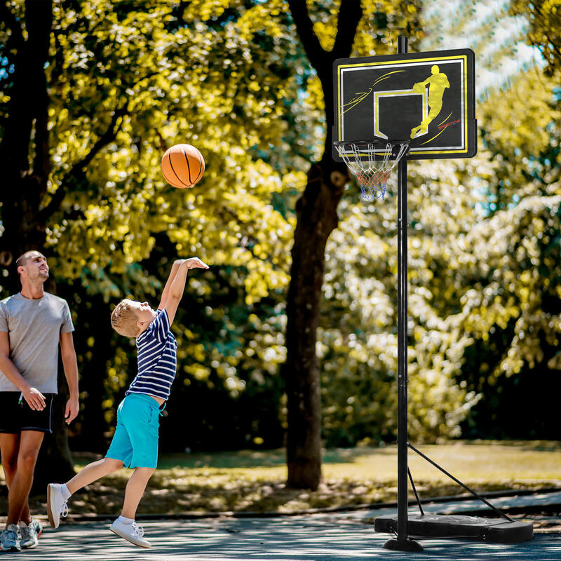 Tabela de Basquetebol SPORTNOW 110x45x290-360cm Preto e Amarelo