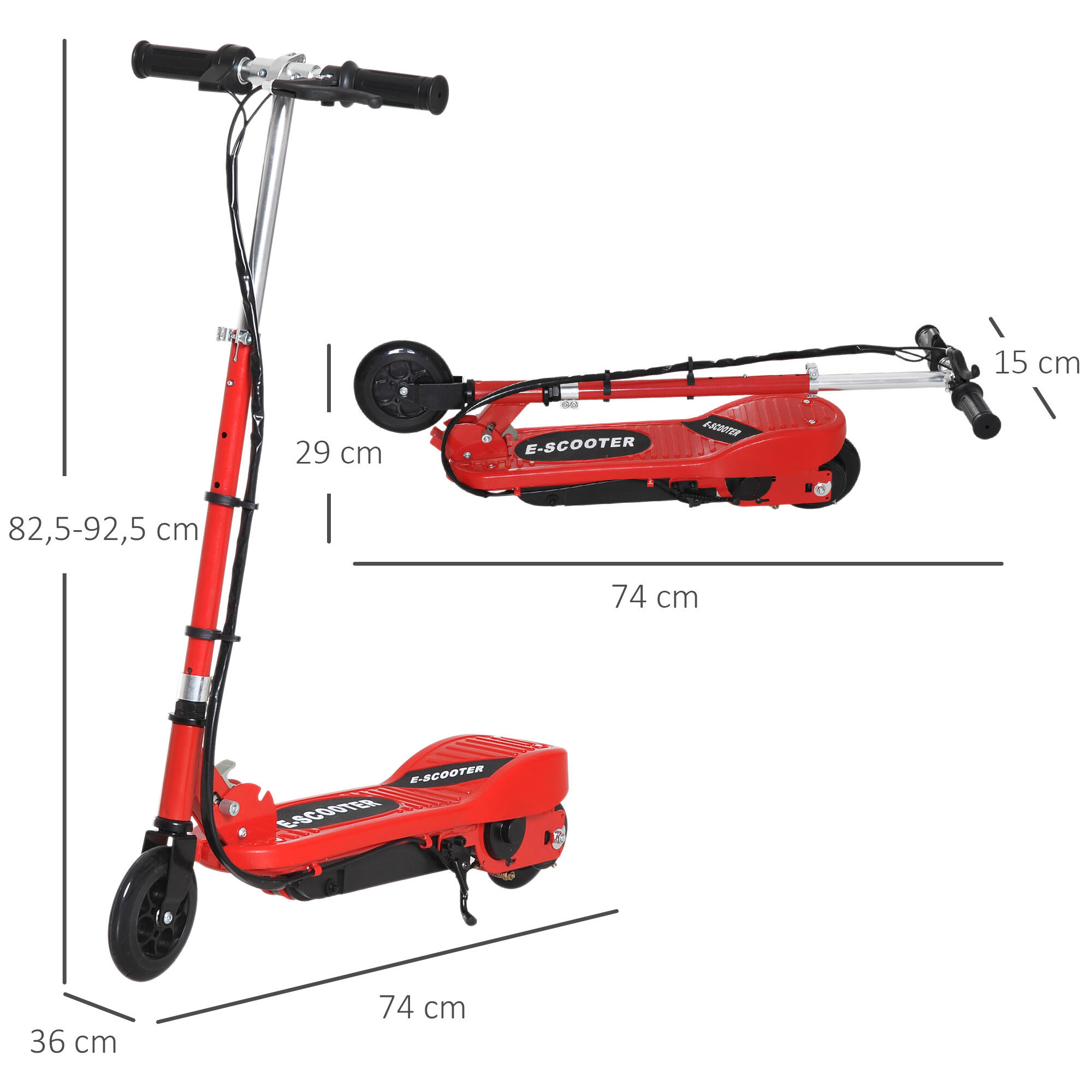Patinete Eléctrico para Niños HOMCOM 74x36x91 cm Rojo 3/7
