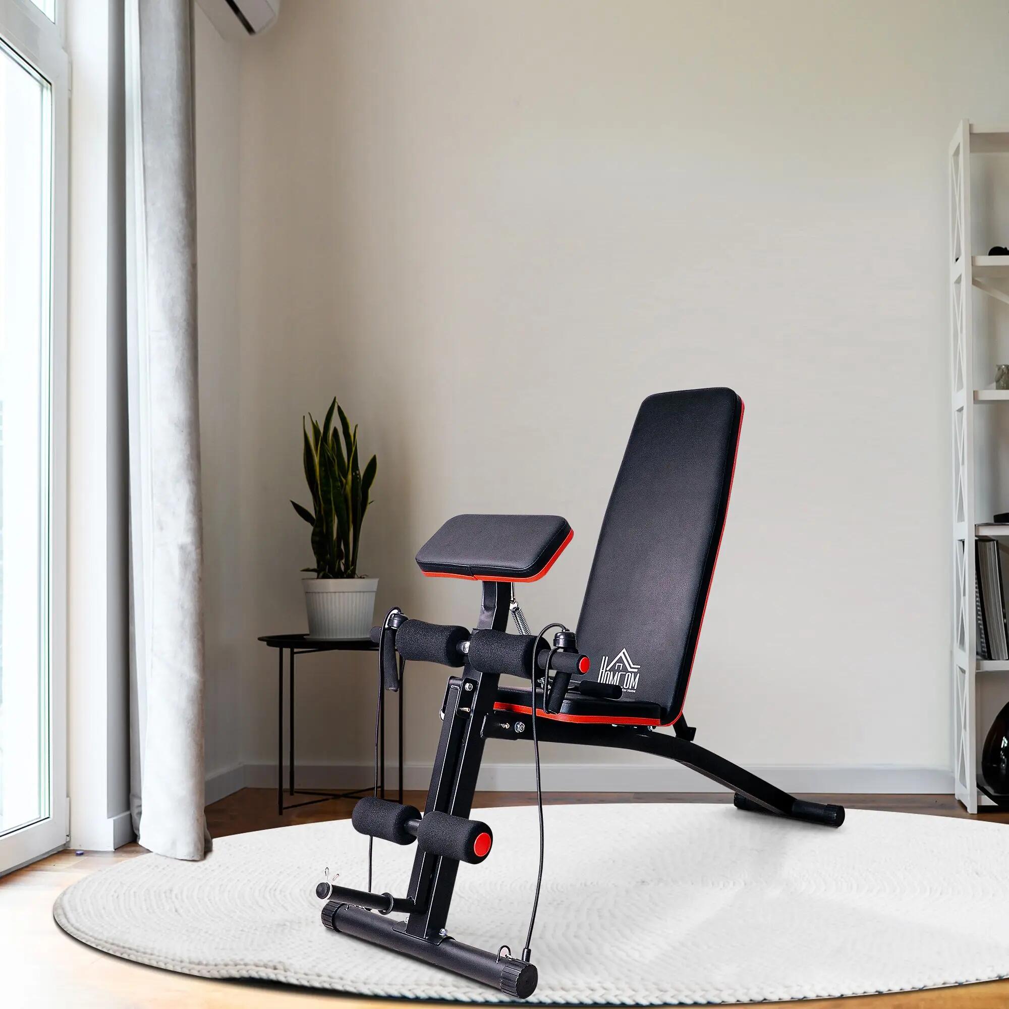 Banc de musculation pliable et multifonctionnel avec dossier inclinable à 7 3/9