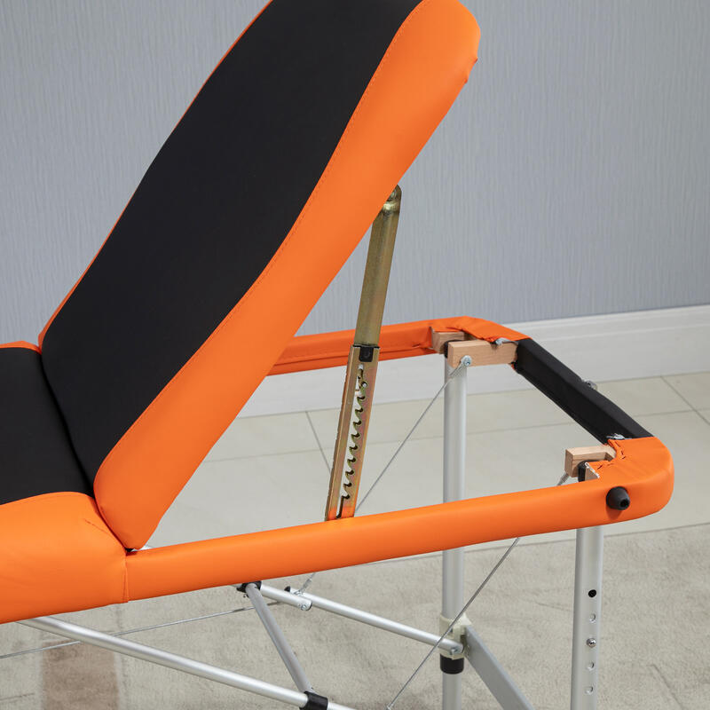 Marquesa de Massagem Dobrável e Portátil homcom 180x60x62-82cm Laranja e Preto