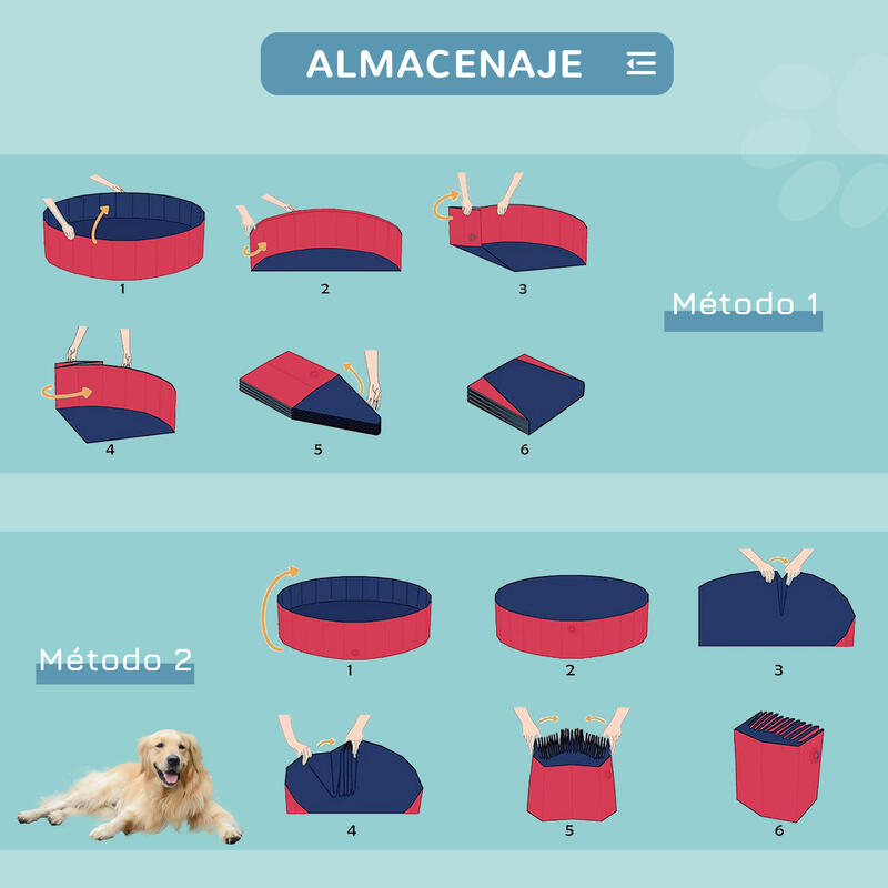 Piscina para Mascotas PawHut Ø140x30cm Rojo