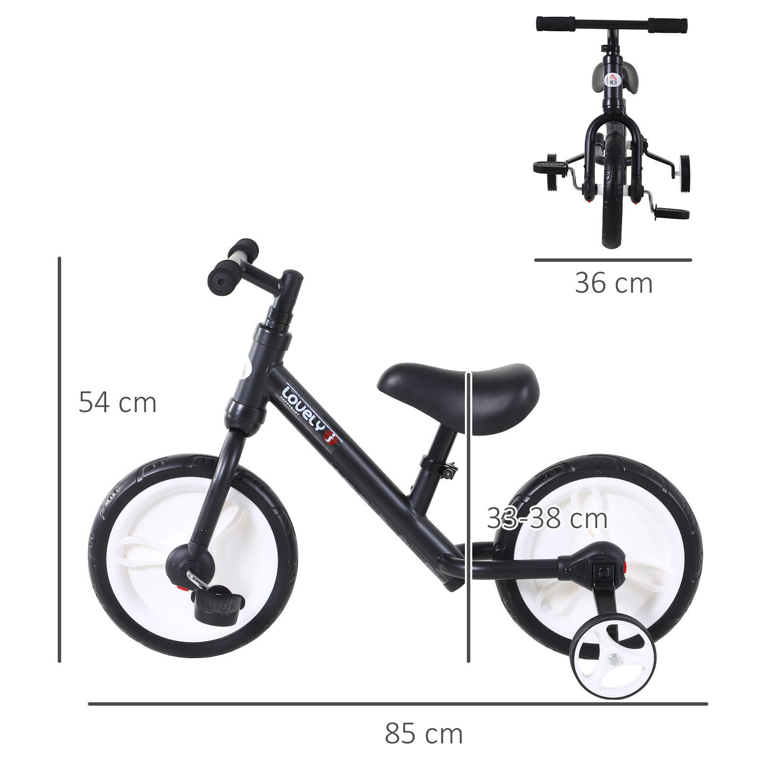 Bicicleta sem Pedais 85x36x54 cm Preto HOMCOM 3/7