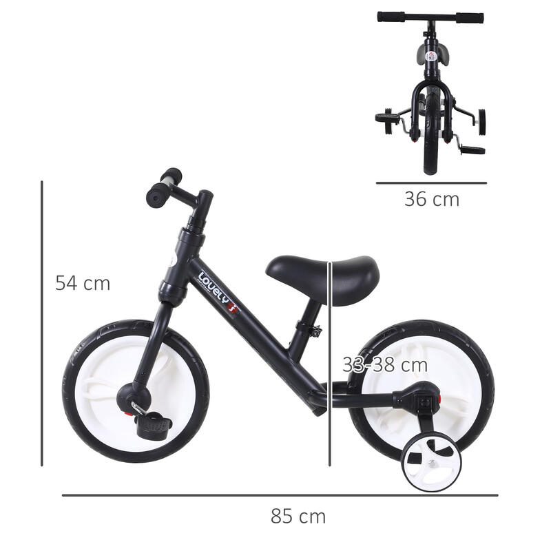 Bicicleta de Equilibrio HOMCOM 85x36x54cm negro