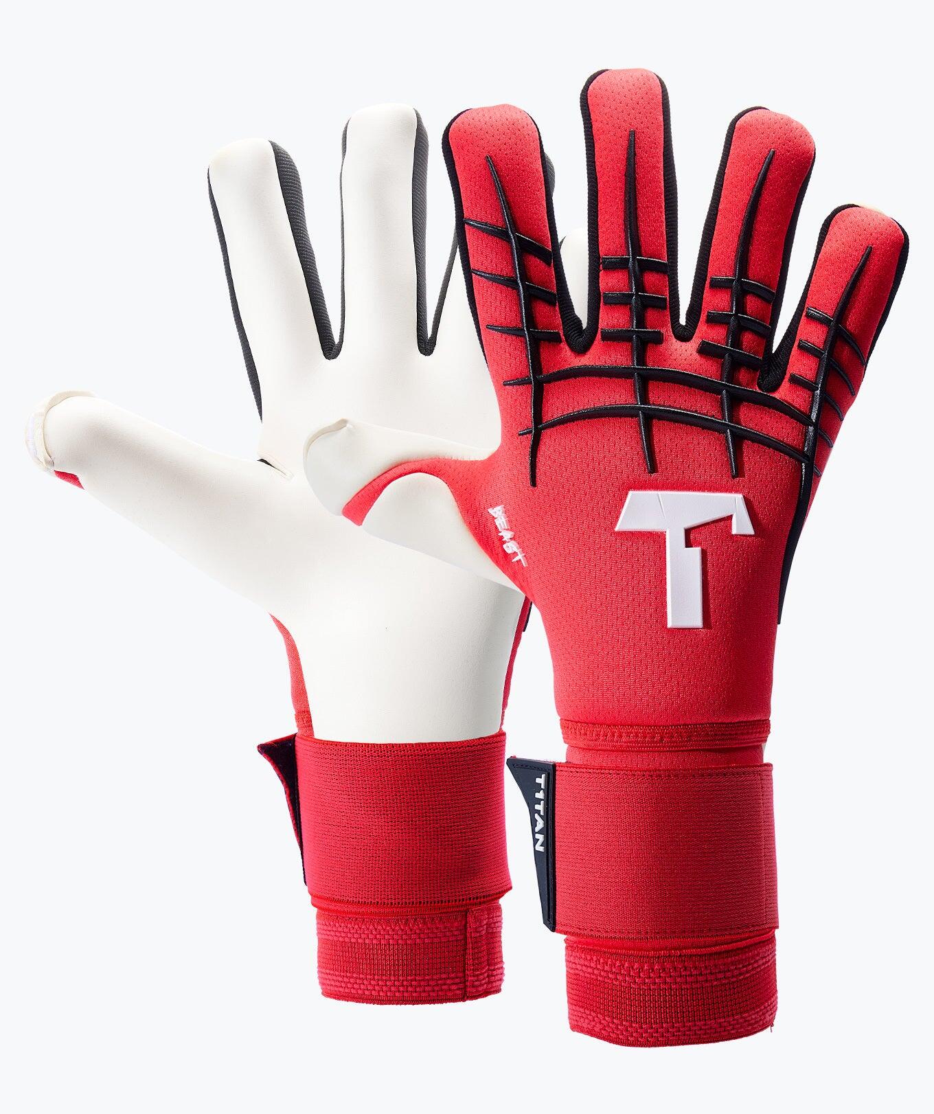T1TAN Keepershandschoenen voetbal volwassenen Red Beast 3.0  met Fingersave