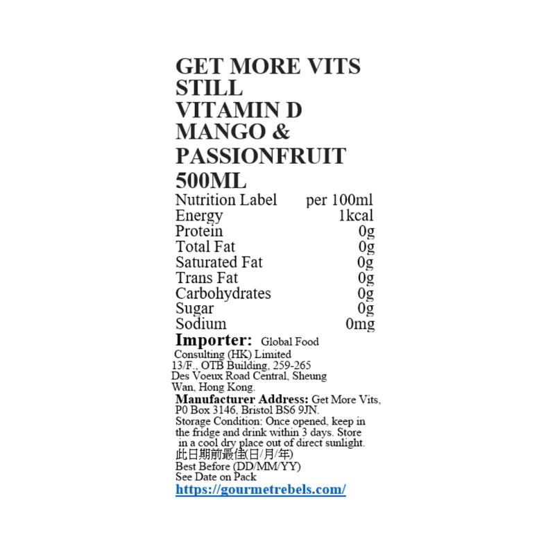 Vitamin D Sugar Free Drink 500ml (12 Bottles) - Mango & Passionfruit