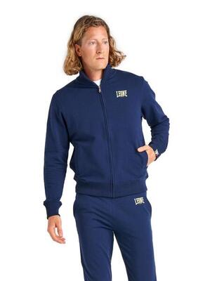 Leone basic heren non-sweatshirt met kraag en ritssluiting