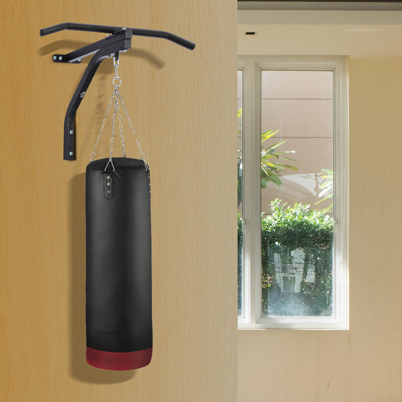 Cuier pentru sac de box HOMCOM cu montare pe perete, Bara de tractiuni