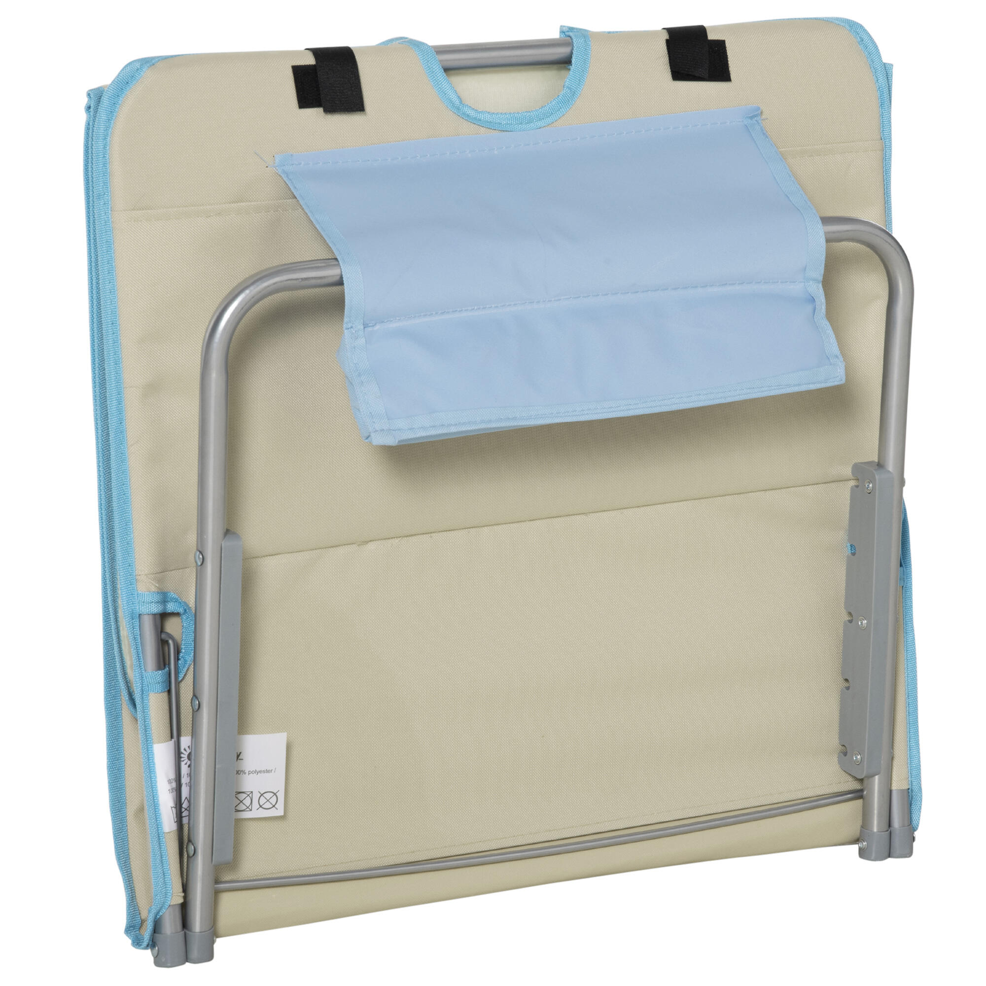 Conjunto de 2 Passadeiras de Praia Dobráveis 124x53x37-50cm Bege e Azul Outsunny 4/7