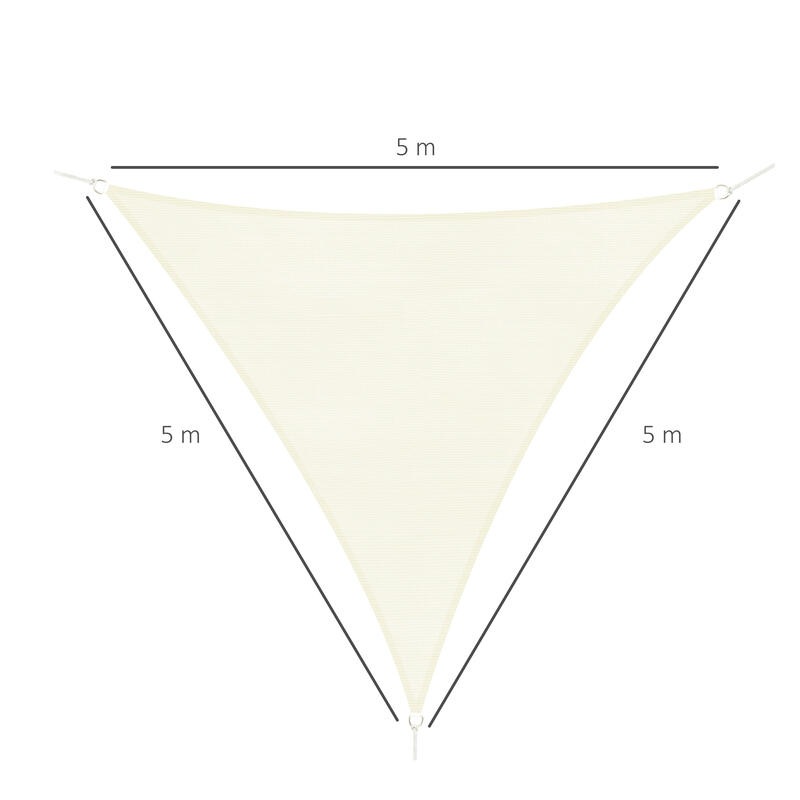 Toldo Vela Triangular Sombrilla Jardín 3x3x3m. Crema