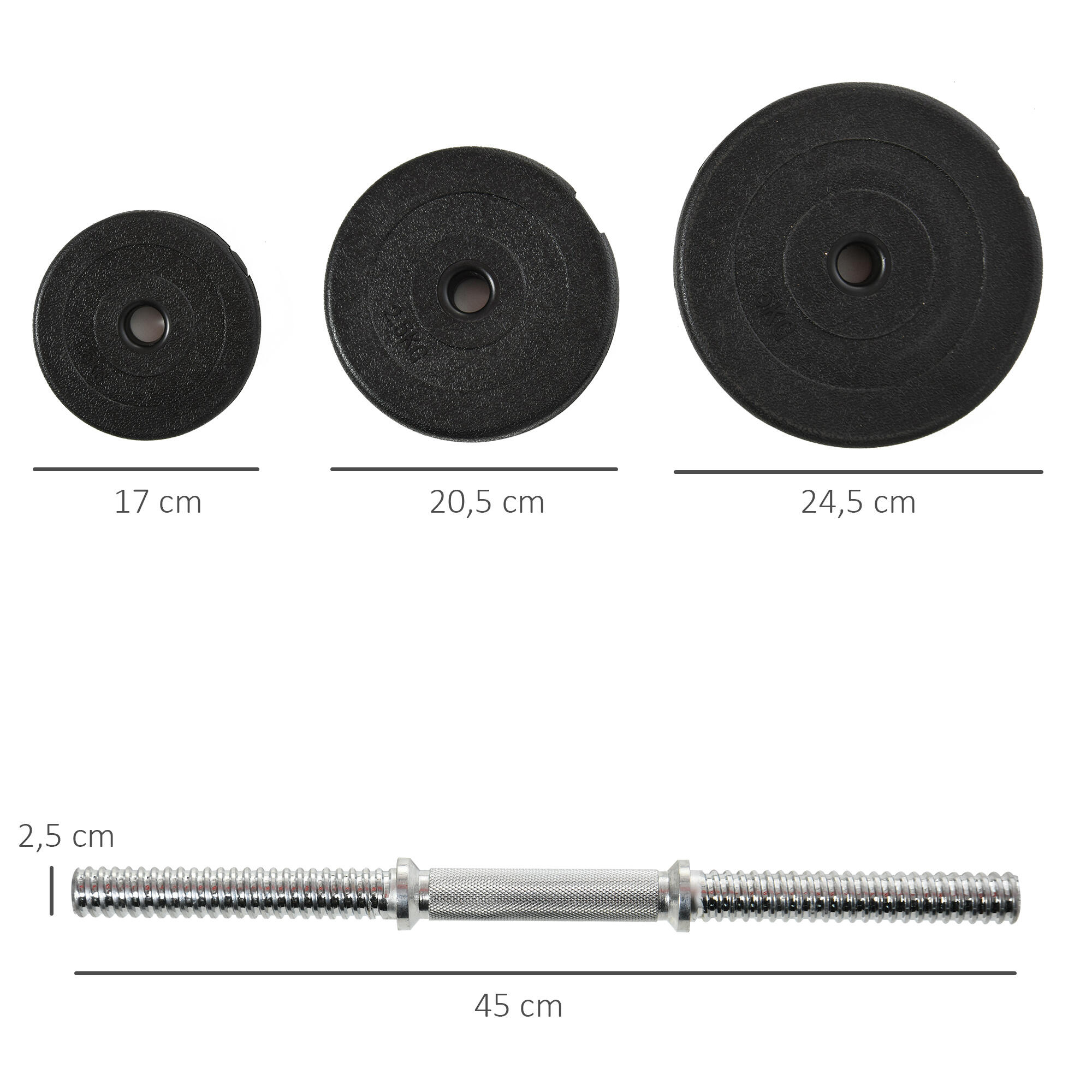 Conjunto de Halteres 40kg Preto HOMCOM 3/7
