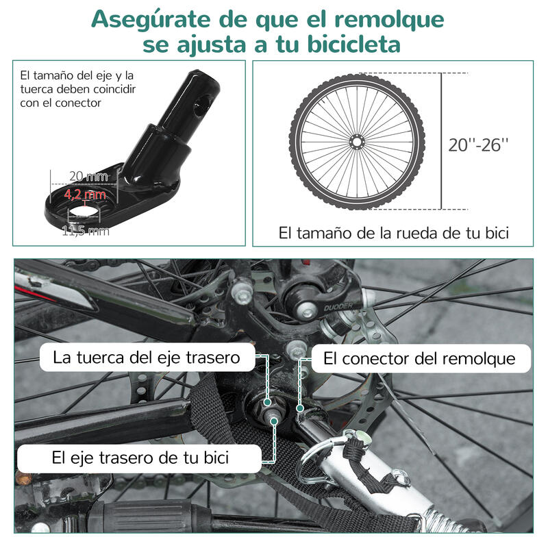 Reboque de Bicicleta Criança 2 Lugares 150x85x107cm Azul e Preto HOMCOM