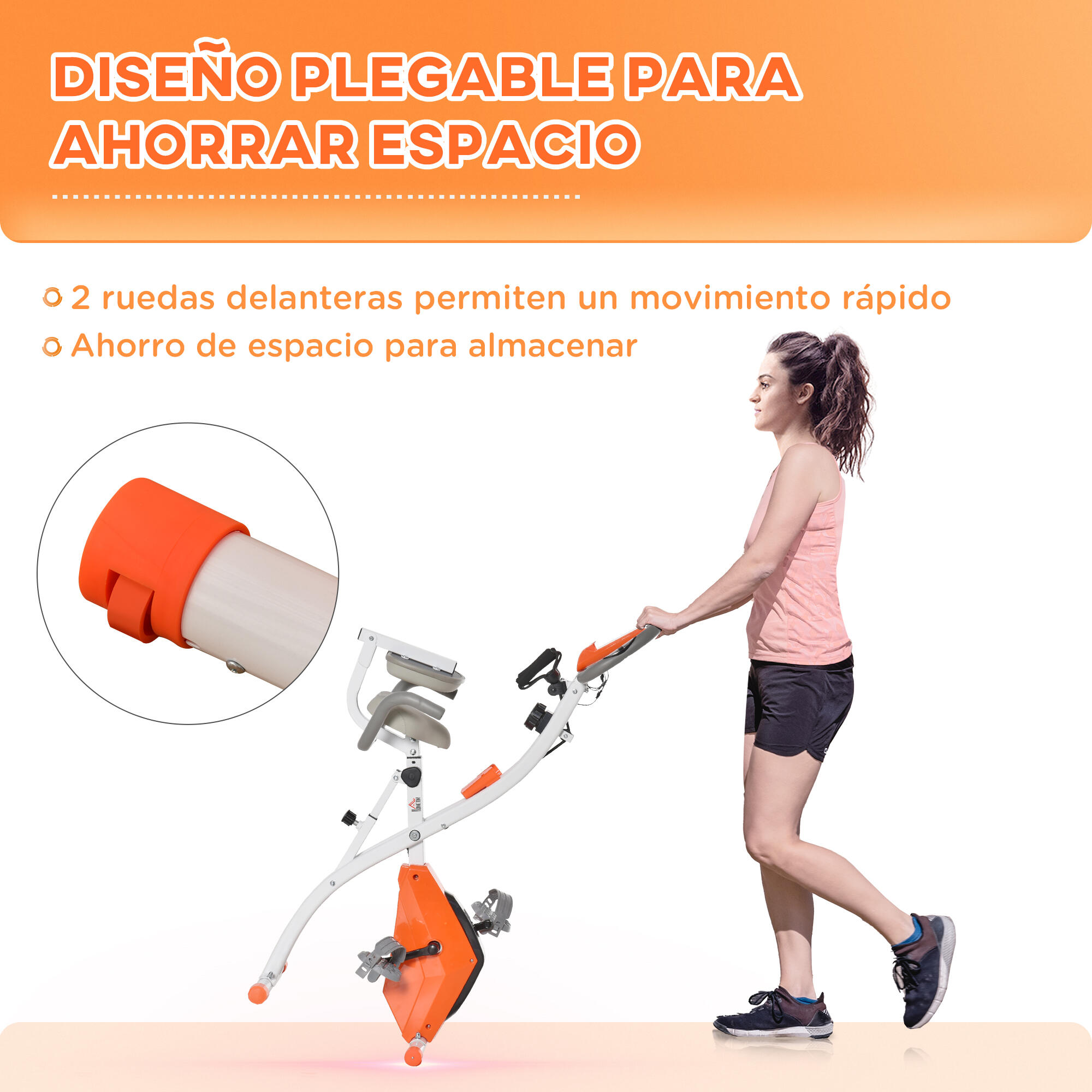 Bicicleta Estática HOMCOM 97x51x115 cm Naranja 6/7