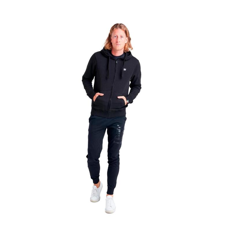 Herensweatshirt met capuchon en doorlopende ritssluiting klein Basic-logo