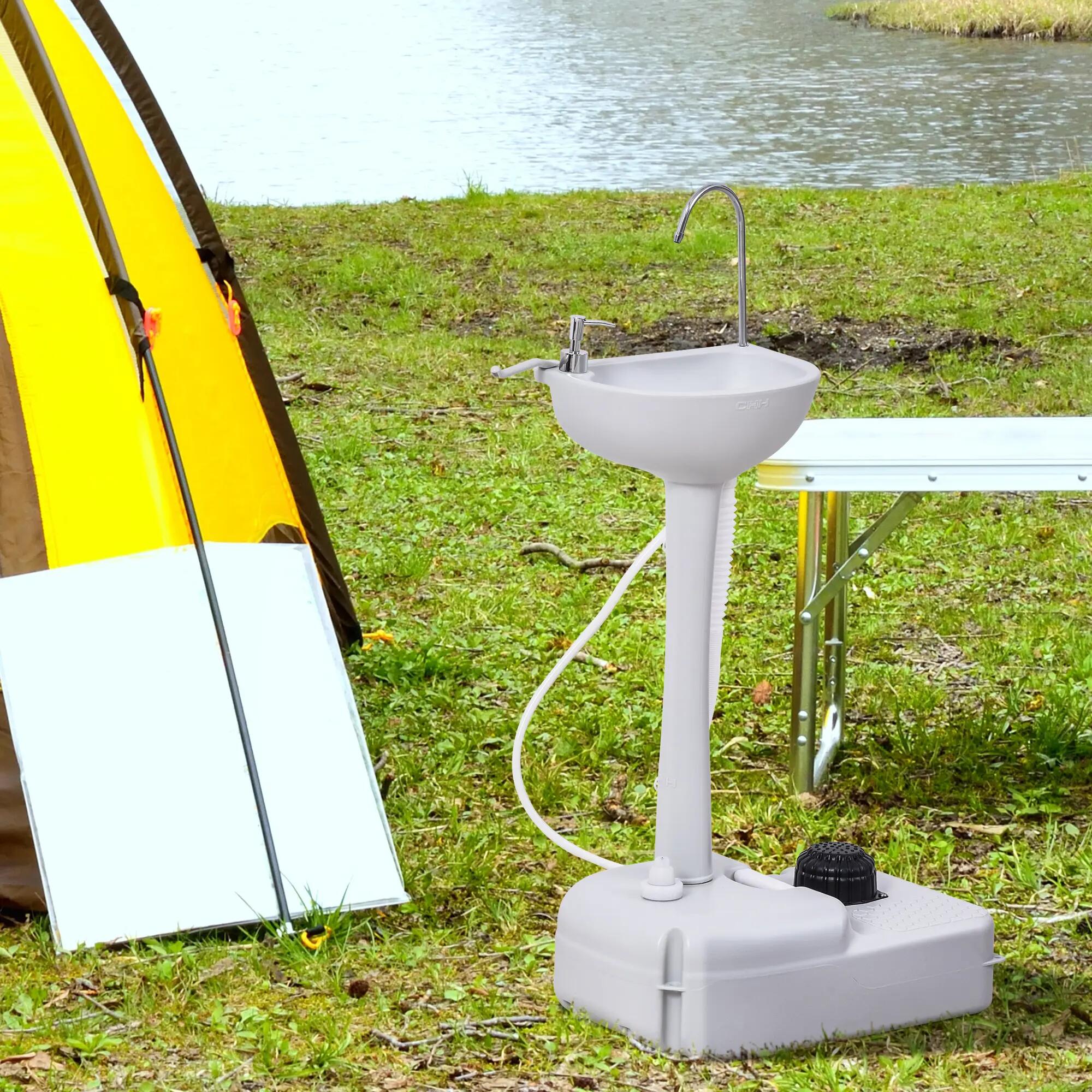 Station de lavage - camping - unisexe - portable, mobile, 17 L - gris clair 3/6