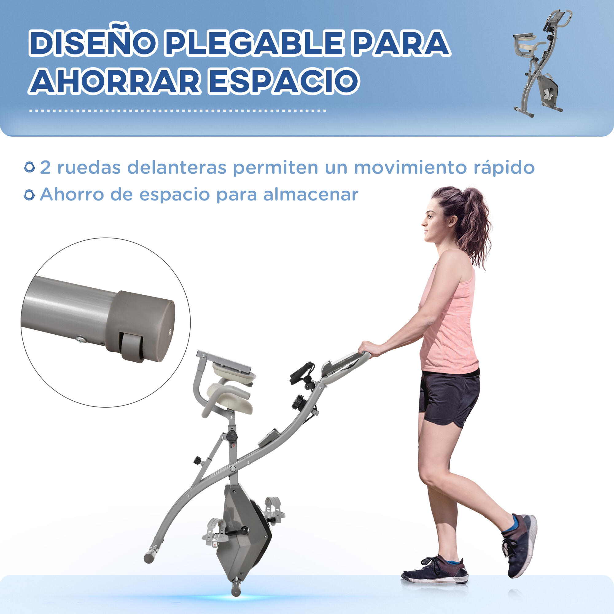Bicicleta Estática HOMCOM 97x51x115 cm Gris 6/8