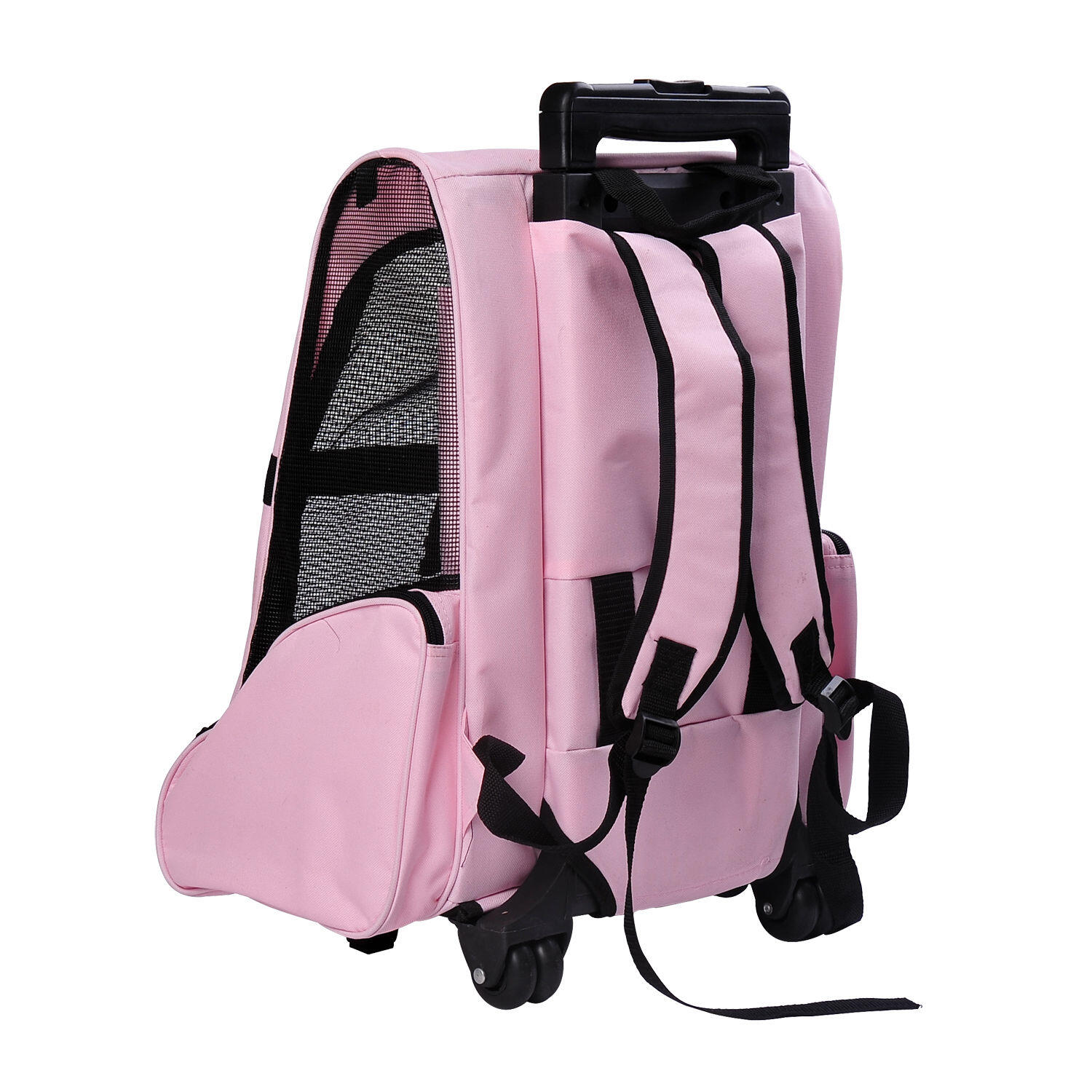 Transportín Carrito para Mascotas PawHut 42x25x55 cm Rosa 5/6