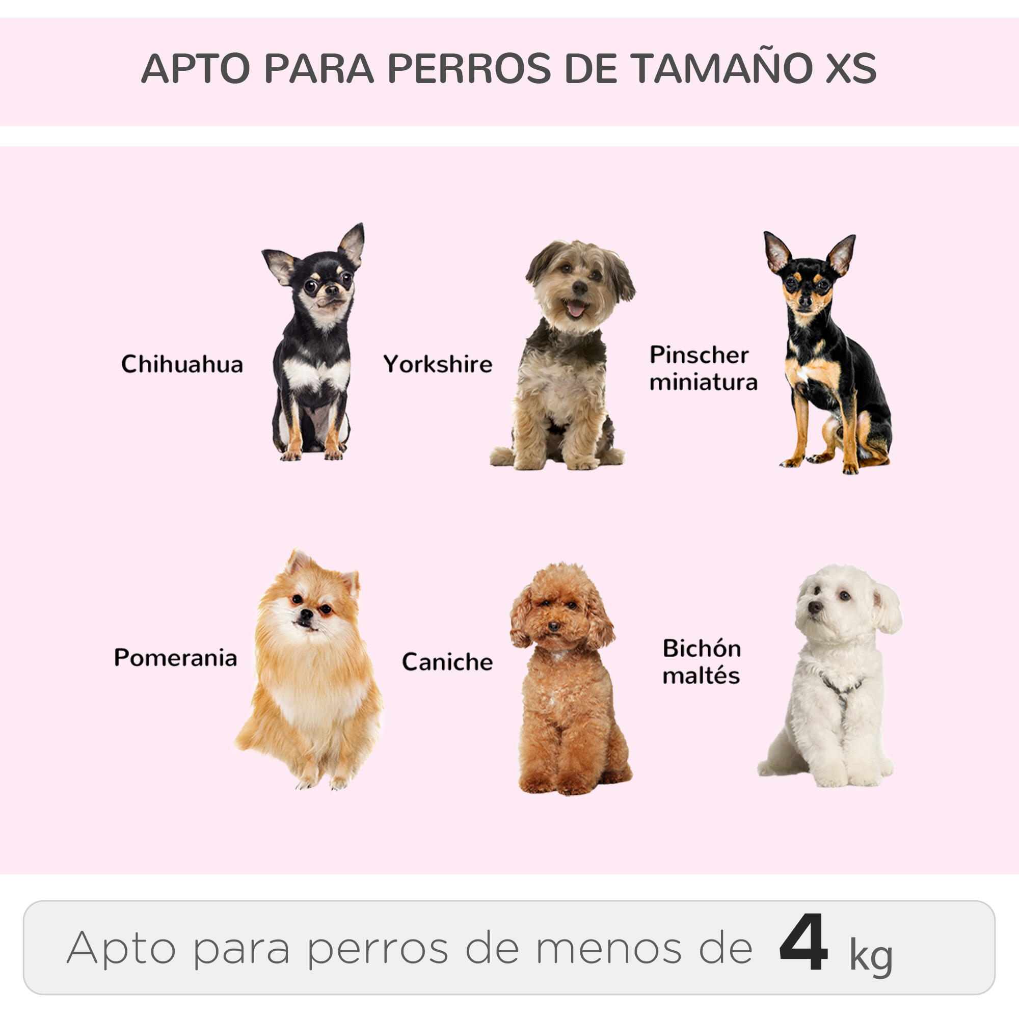 Transportín Carrito para Mascotas PawHut 42x25x55 cm Rosa 6/6