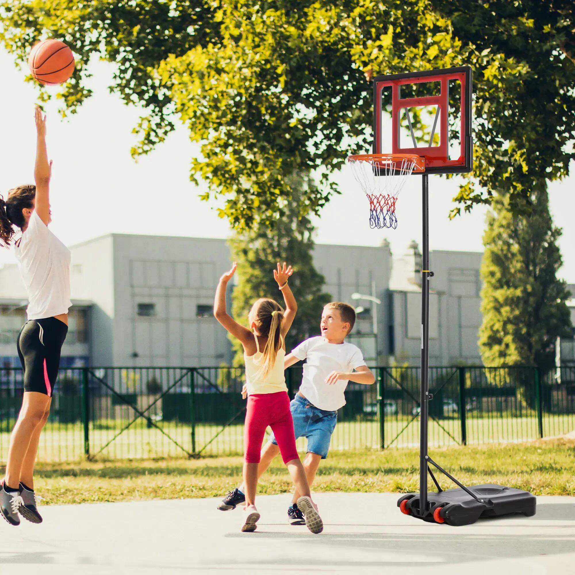 Panier de basket-ball réglable 205-261 cm, portable, avec support en acier 3/9