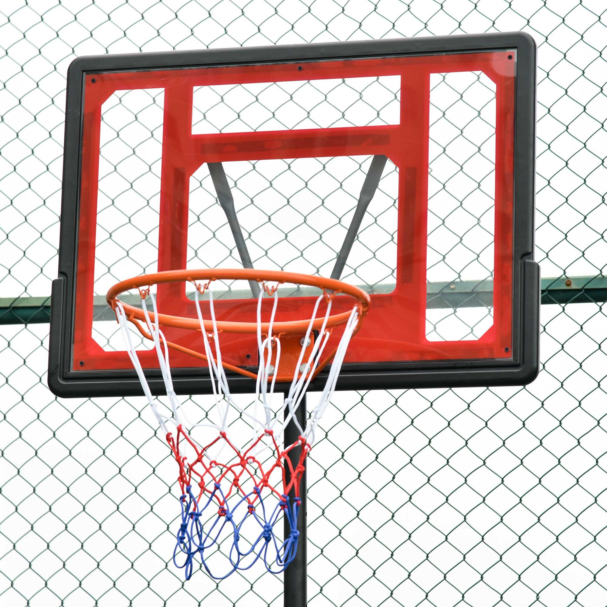 Tabela de Basquetebol Ajustável de 160-210cm Vermelho e Preto 5/7