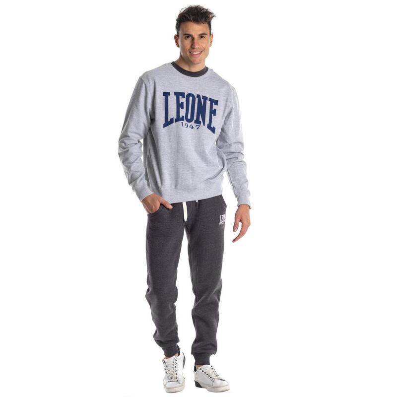 Sweatshirt homem bÃ¡sico com gola redonda e logotipo grande