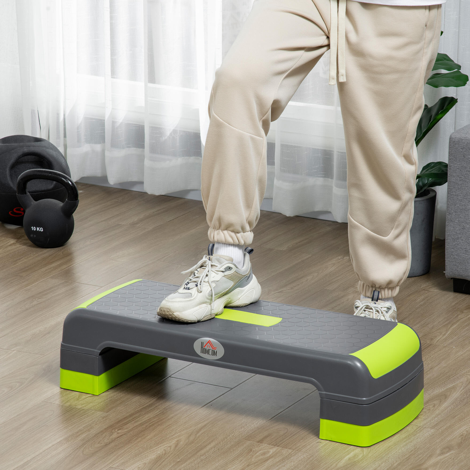 HOMCOM Step per Aerobica Regolabile su 3 Altezze in Plastica Verde e Grigio 2/7