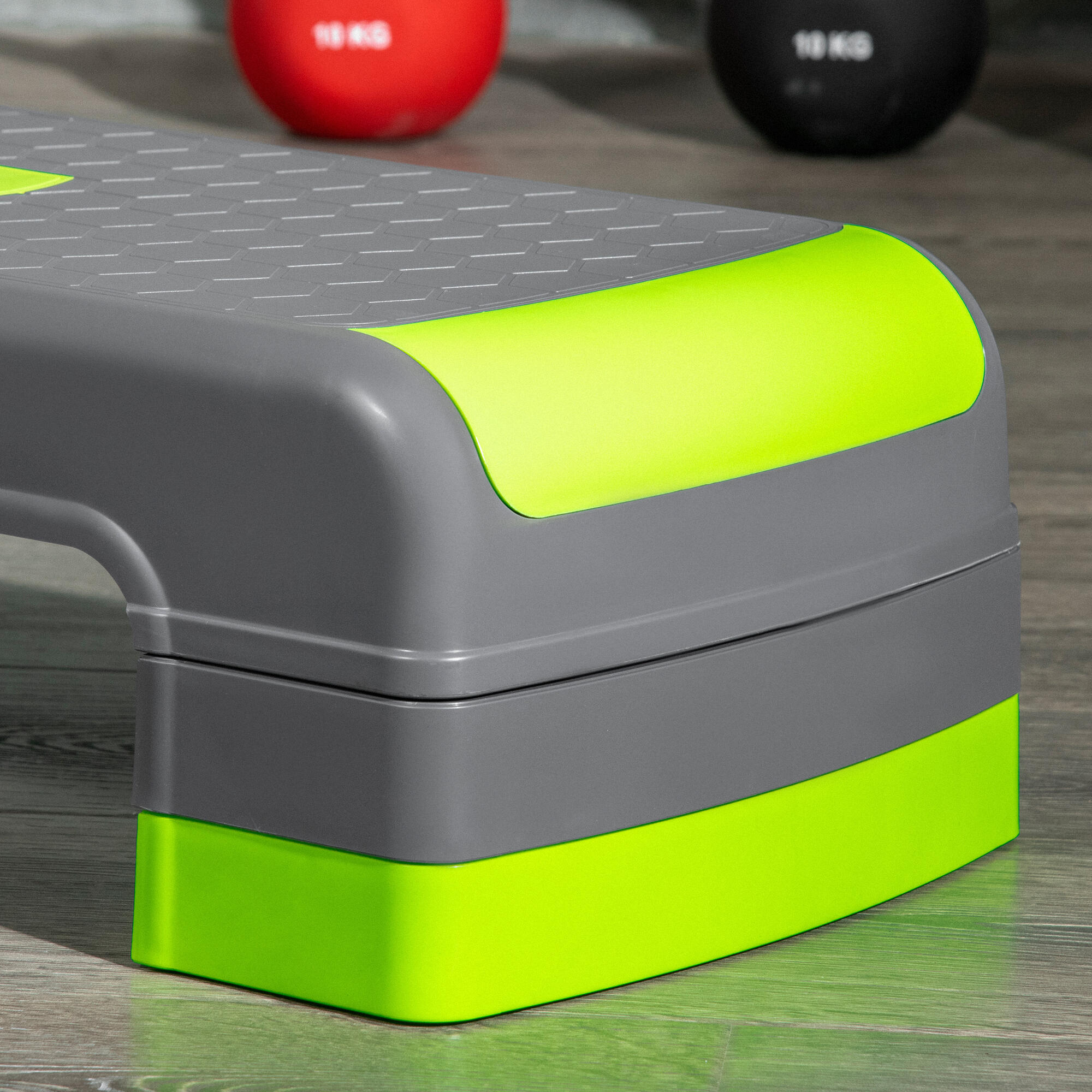 Plataforma Step HOMCOM 78x28x20cm Verde e Cinza 6/7