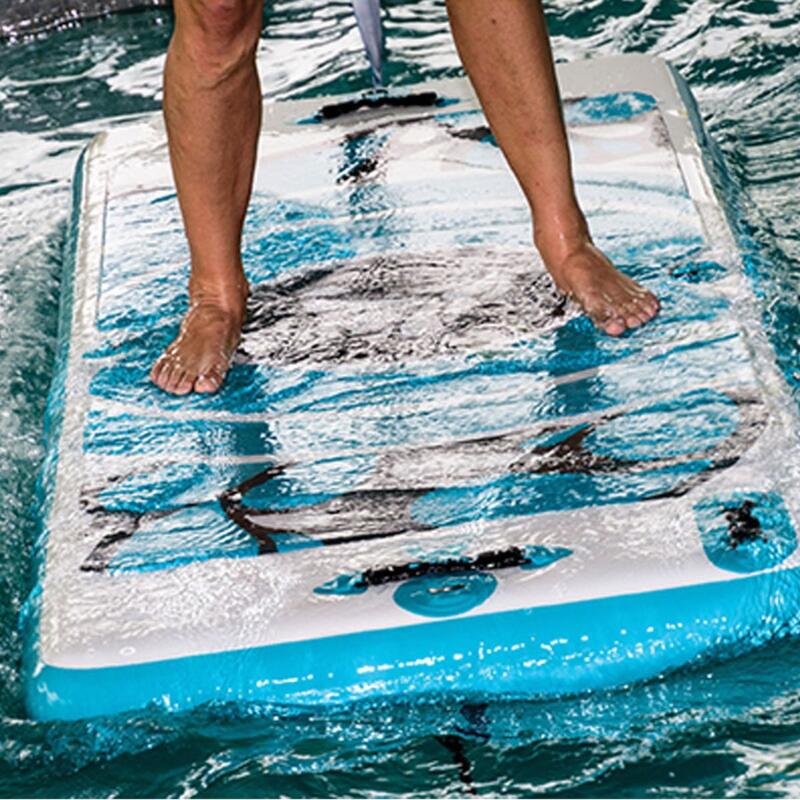 Drijvende fitness & yoga mat voor op het water - opblaasbaar - Aquafitmat