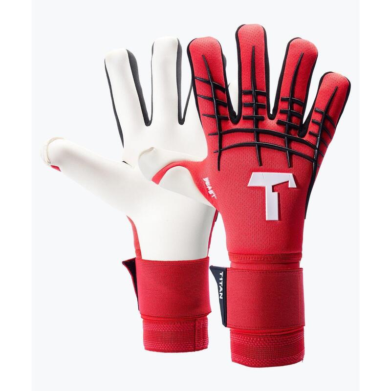 Guantes de portero T1TAN Adulto Red Beast 3.0 rojo con protecciones