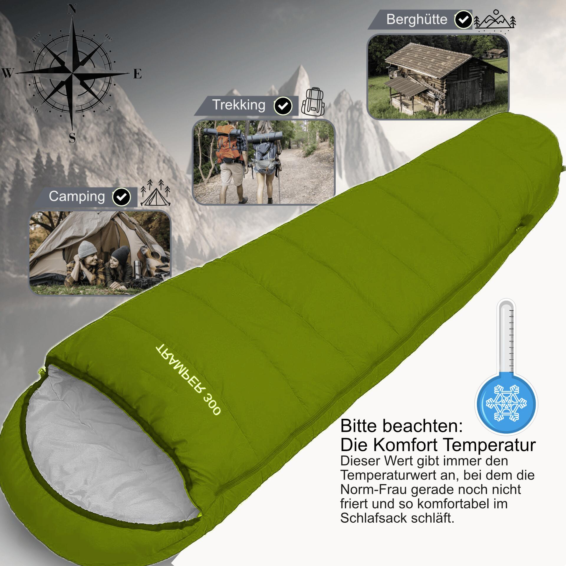 Mumienschlafsack L Green Schlafsack  Camping Zelt Trekking Explorer 1,5 kg 5/7