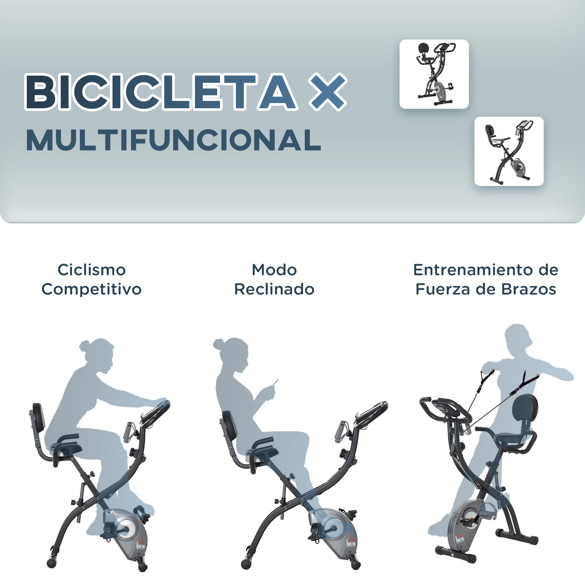 Bicicleta Estática HOMCOM 107x53x107 cm Negro 6/7