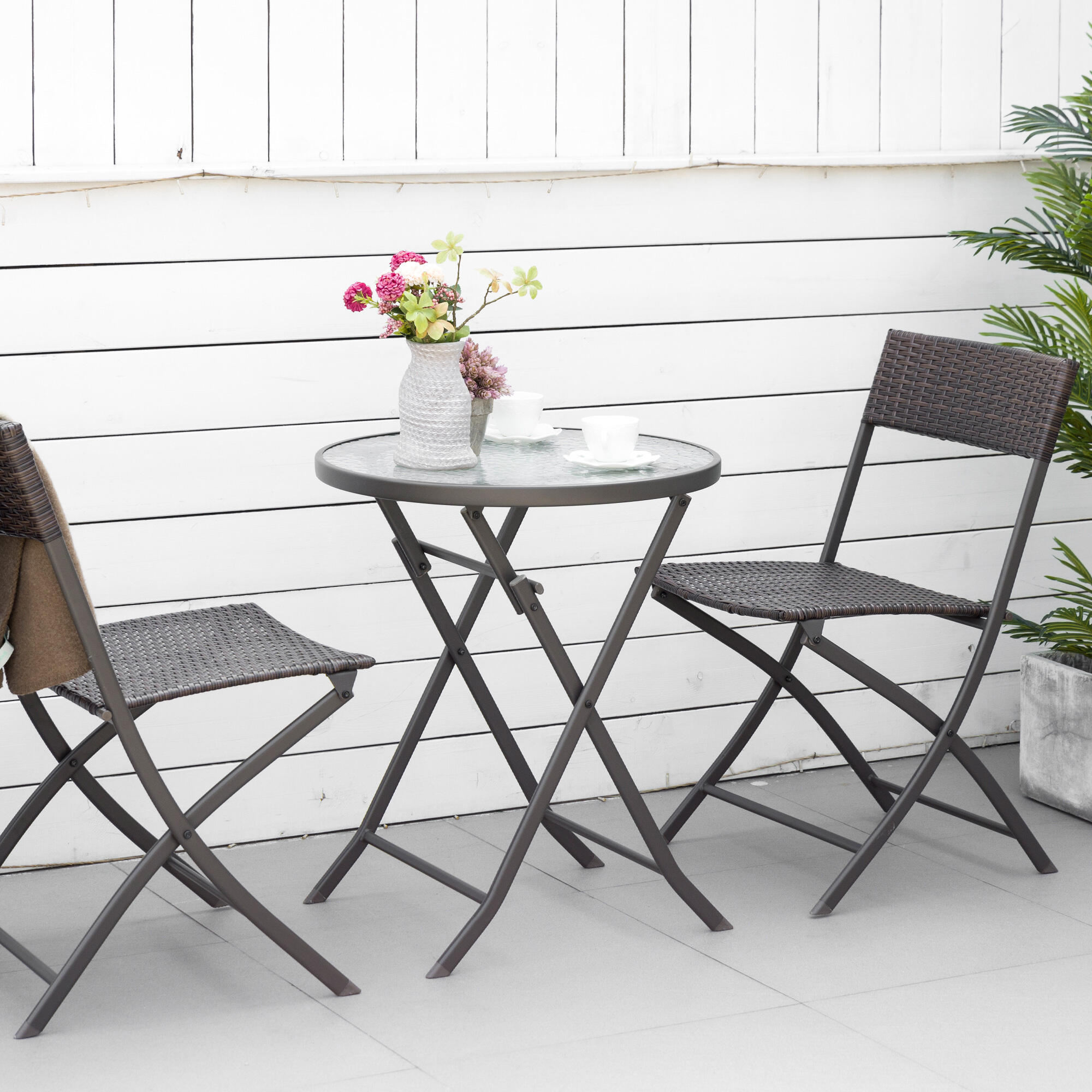 Conjunto de Móveis de Exterior Ф60x72cm / 61x46x84 cm Marrom Outsunny 5/7