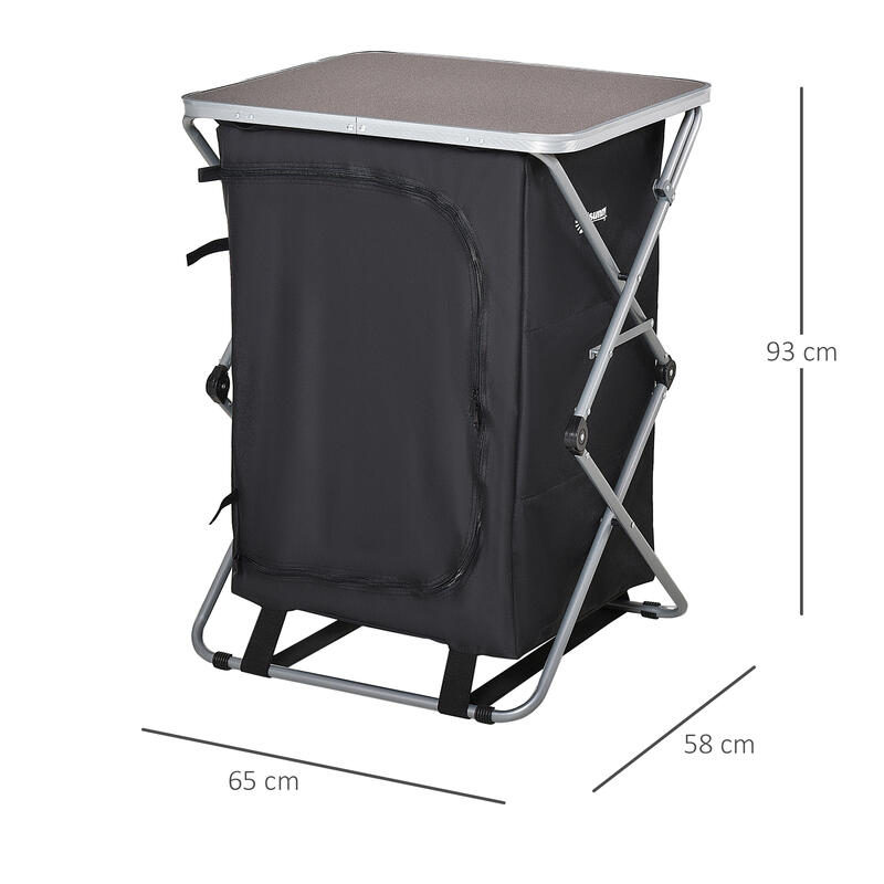 Armario Cocina de Camping Outsunny 58x65x93 cm Negro