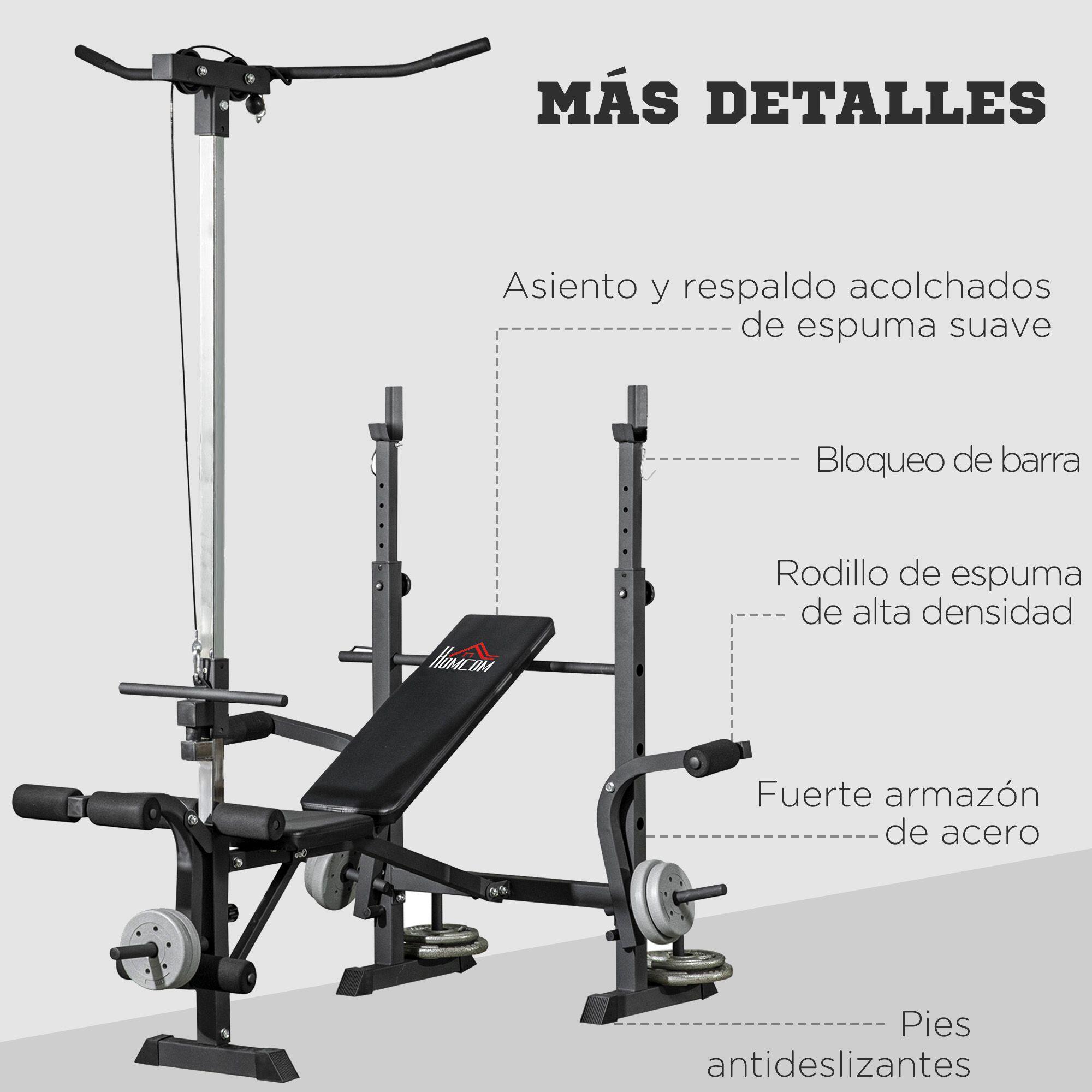 Banco de Musculación HOMCOM 180x134x200 cm Plata y Negro 6/7