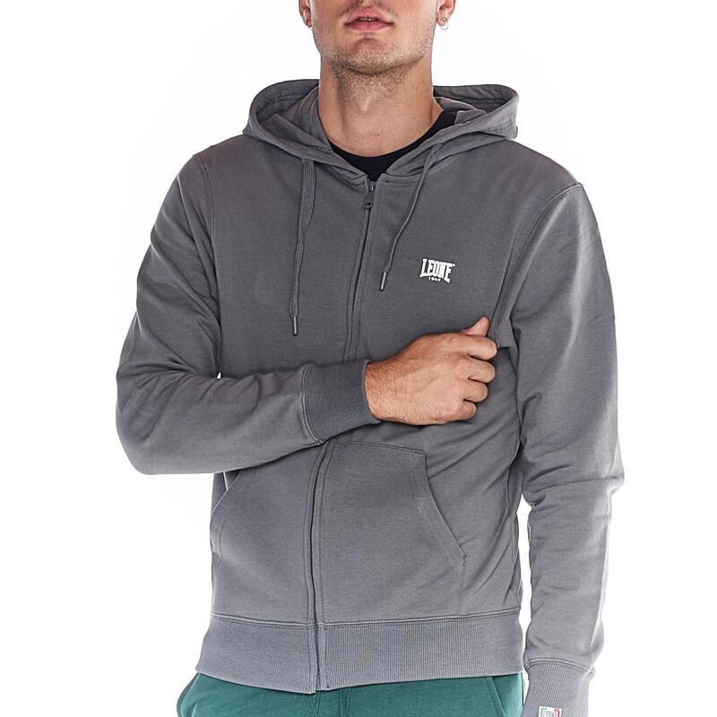 Sweatshirt homem com capuz e Zipper completo com pequeno logotipo Basic