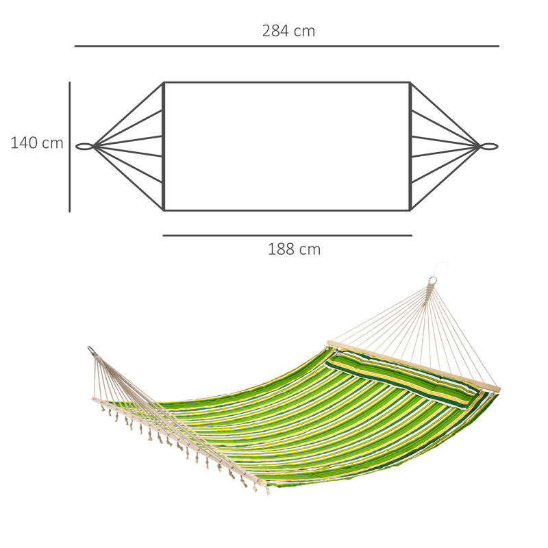 Hamaca Colgante Outsunny 284x140 cm Verde y amarillo a rayas