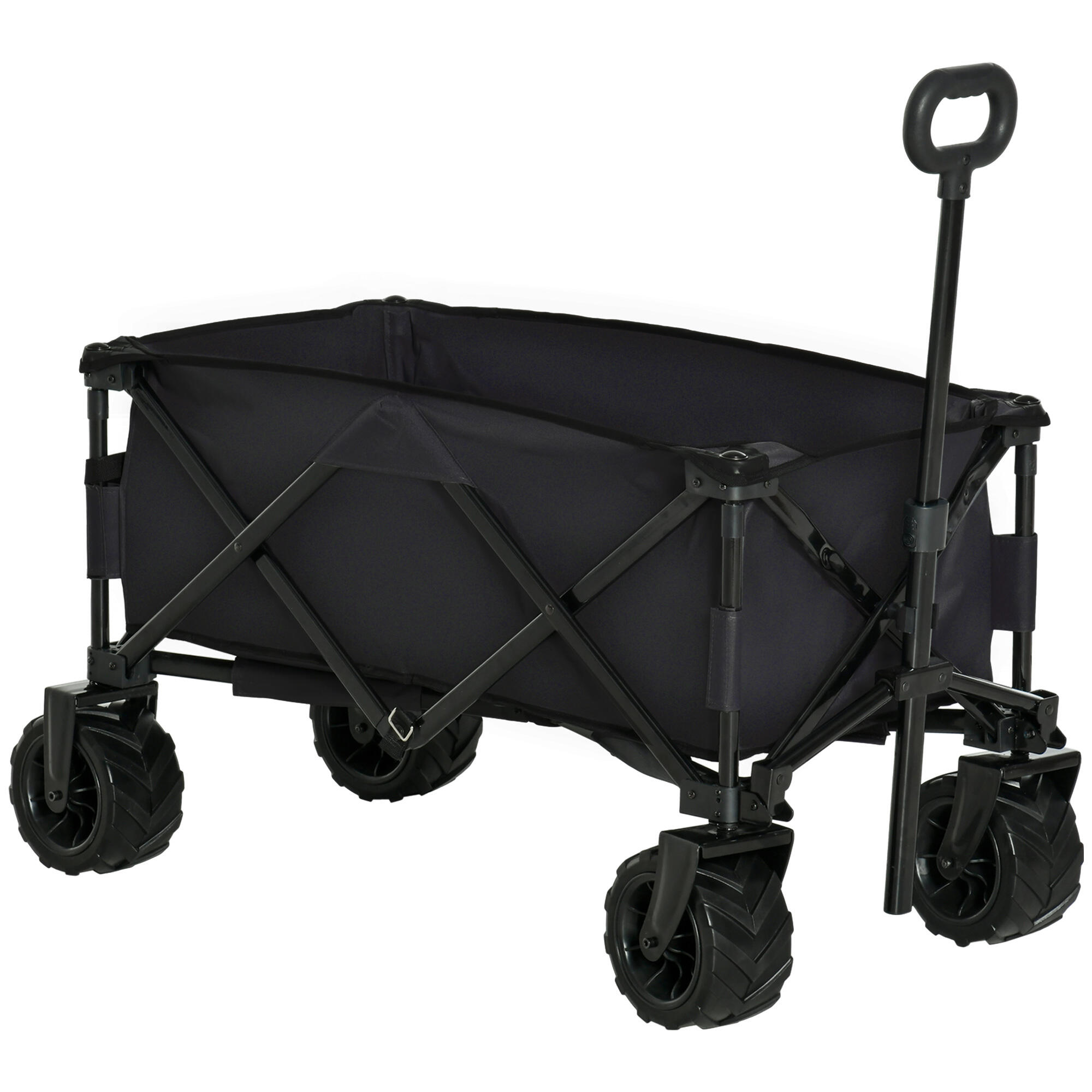 Carrinho de transporte 108x55x61-91 cm preto Outsunny
