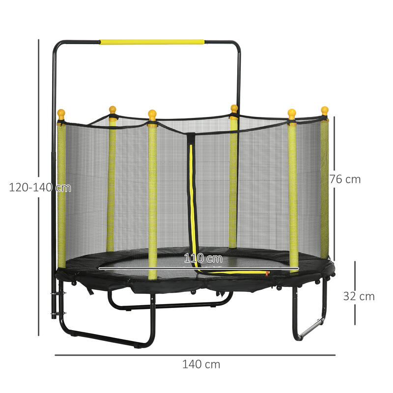 Trampolim Infantil ZONEKIZ 140x140x140 cm Preto