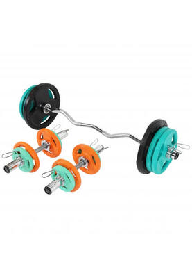 Olympische ez-curlset 75 kg - gietijzer - halter met gewichten - 50 mm