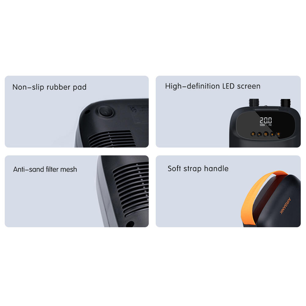 Elektrische Suppomp met accu 20PSI supboards, luchtbedden, rubberboten zwembaden 7/7