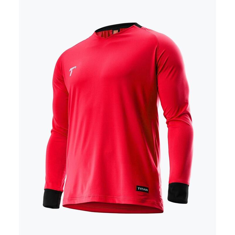 Camisola vermelha de guarda-redes de futebol