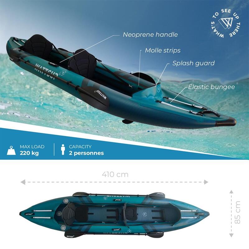 Kayak gonfiabile per 2 persone - Wattsup COD - compresi numerosi accessori