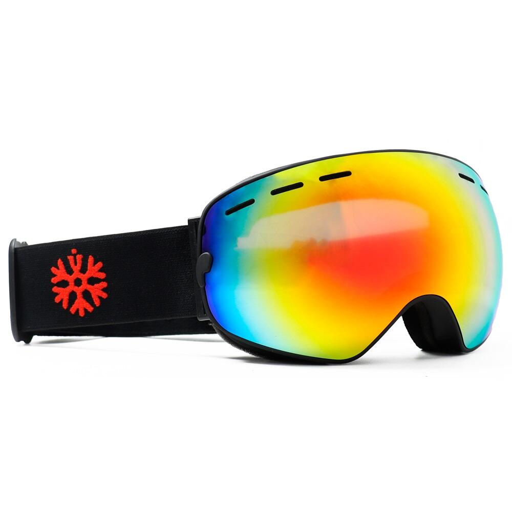 Óculos de ski / óculos de snowboard preto - vidro espelhado vermelho