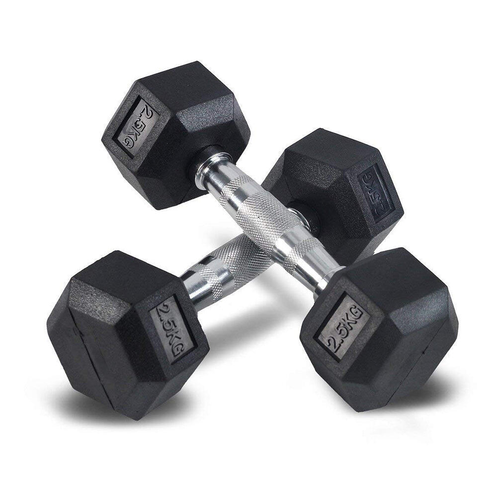 Paire d'haltères hexagonale HEXRU5 pour fitness et musculation 2/3