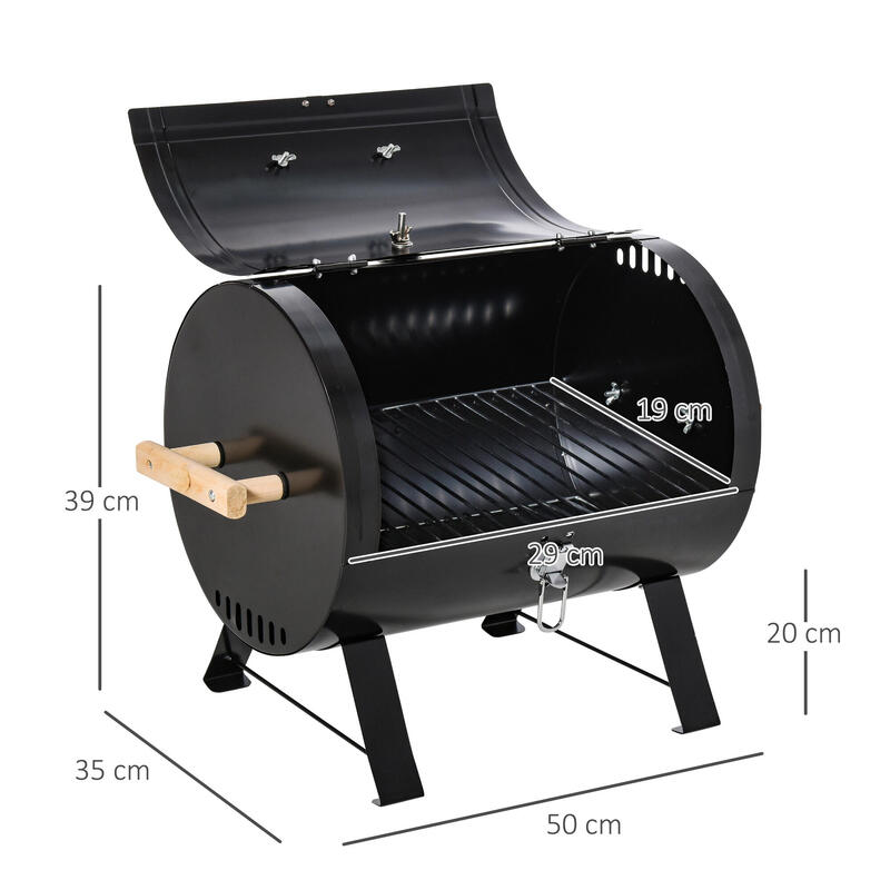 Barbacoa de Carbón Outsunny 40x35x39 cm Negro