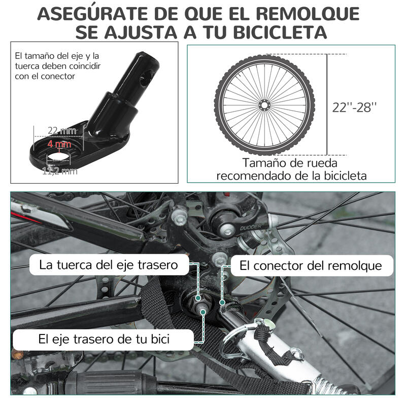 Reboque de Bicicleta para Crianças 160x83x96cm Verde e Preto HOMCOM