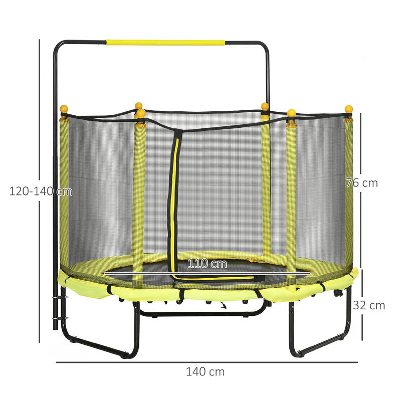 Cama Elástica Infantil ZONEKIZ 140x140x140 cm Amarillo