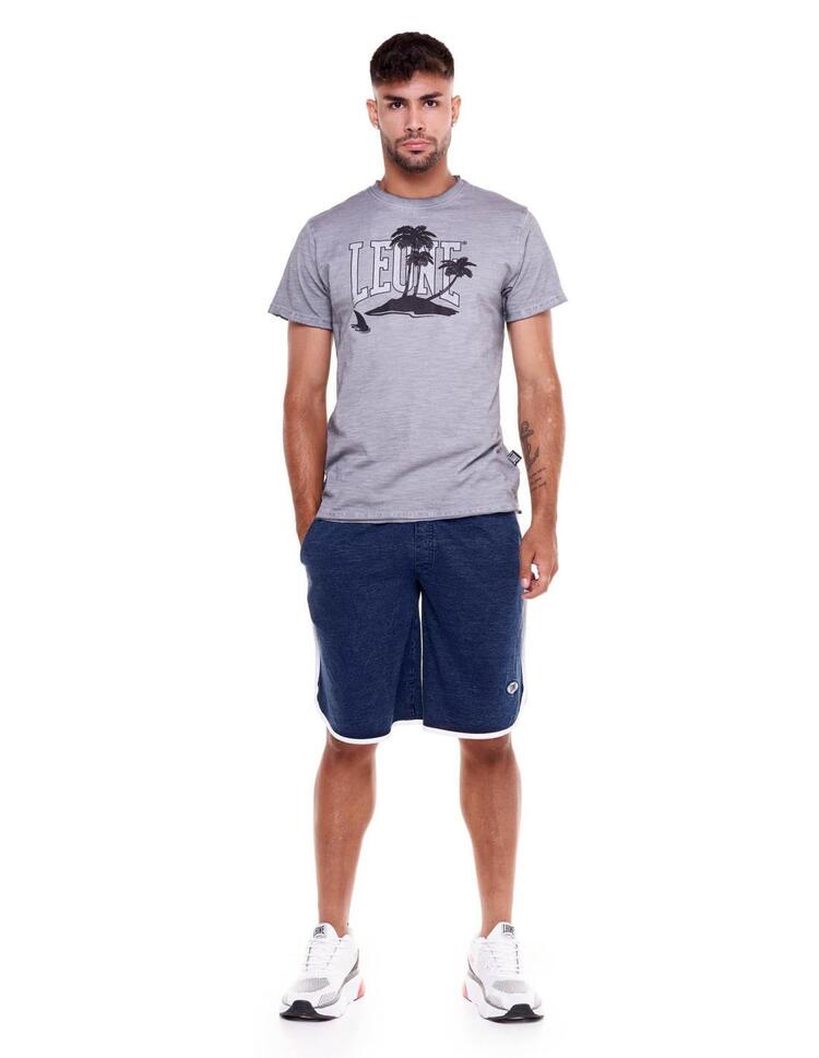 Męski t-shirt z efektem wyblakłej palmy plażowej