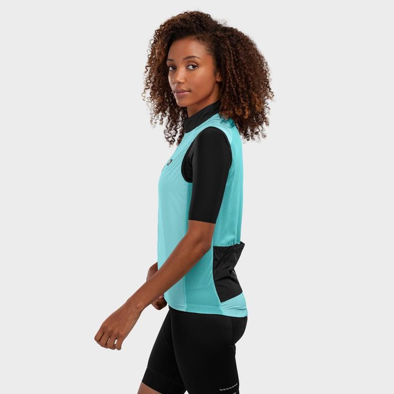 Gilet vélo coupe-vent femme Cyclisme V1-W Frost Cyan